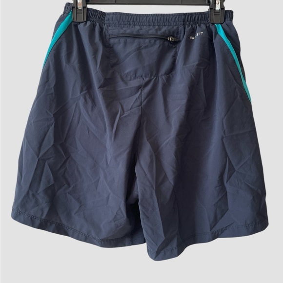 Nike Challenger Running 7" Shorts Men M Navy Teal Brief Lined Zip Pocket Stretch - Picture 4 of 8
